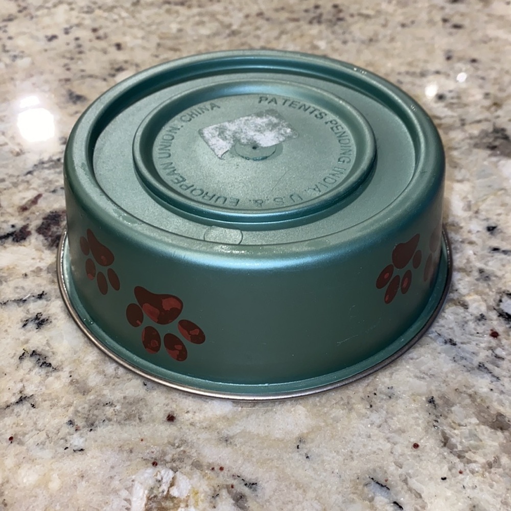 Sage Green pet food water bowl with Brown paw prints 🐾​​ - Picture 4 of 6